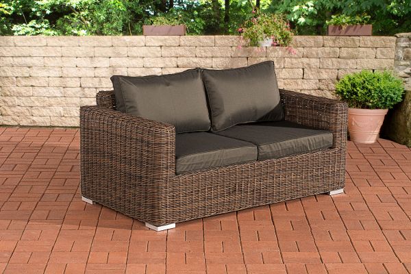 2er-Sofa Bilbao / Madeira Anthrazit braun-meliert