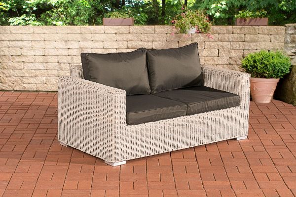 2er-Sofa Bilbao / Madeira Anthrazit perlweiß