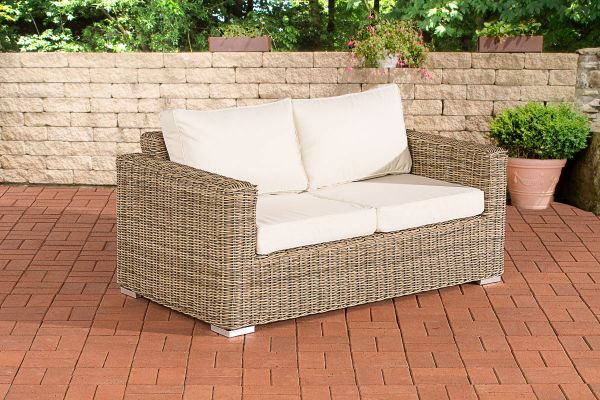 2er-Sofa Bilbao / Madeira Cremeweiss natura