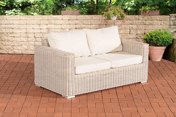 2er-Sofa Bilbao / Madeira Cremeweiss perlweiß