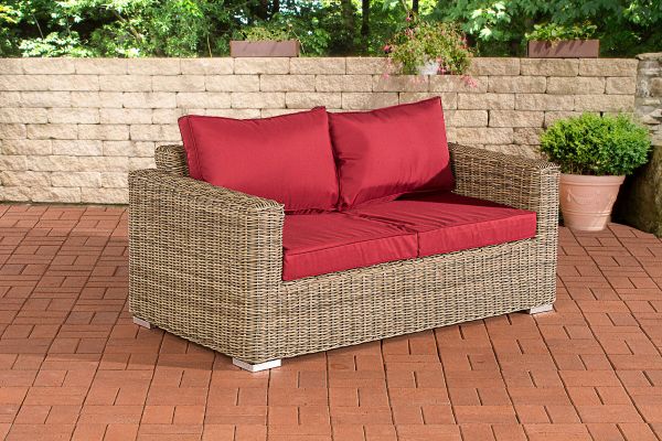 2er-Sofa Bilbao / Madeira Rubinrot natura