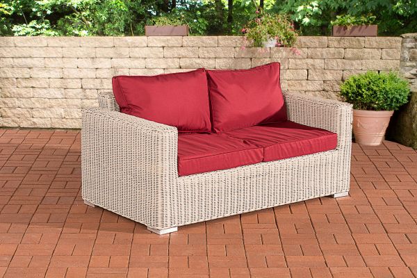 2er-Sofa Bilbao / Madeira Rubinrot perlweiß