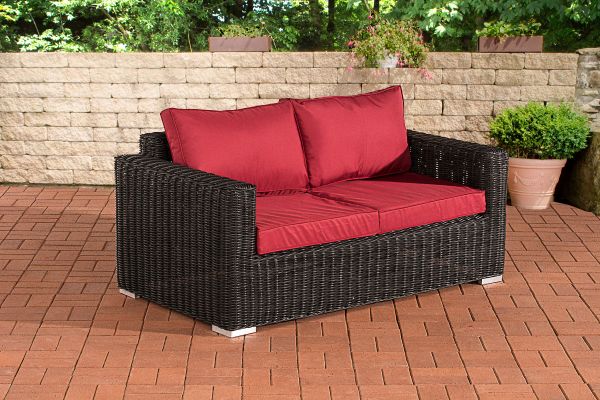 2er-Sofa Bilbao / Madeira Rubinrot schwarz