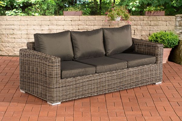 3er-Sofa Bilbao / Madeira Anthrazit grau-meliert