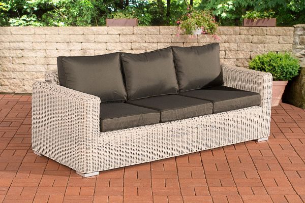 3er-Sofa Bilbao / Madeira Anthrazit perlweiß