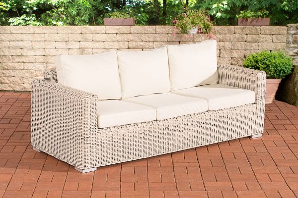 3er-Sofa Bilbao / Madeira Cremeweiss perlweiß