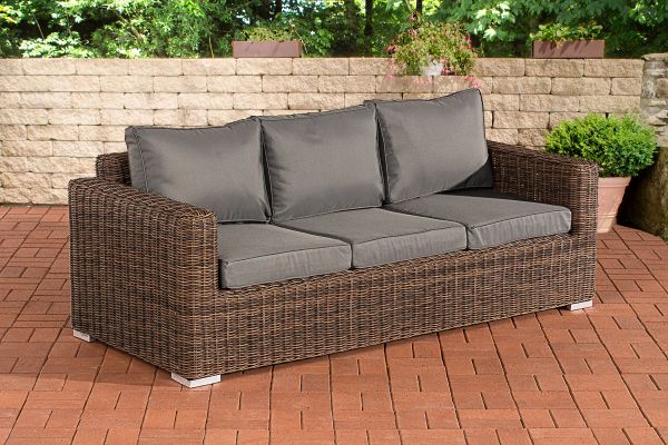3er-Sofa Bilbao / Madeira Eisengrau braun-meliert