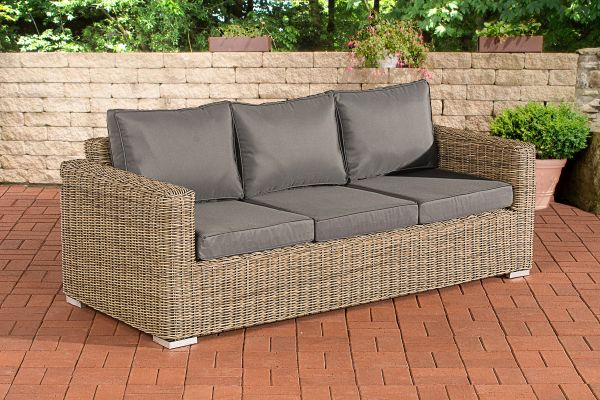 3er-Sofa Bilbao / Madeira Eisengrau natura