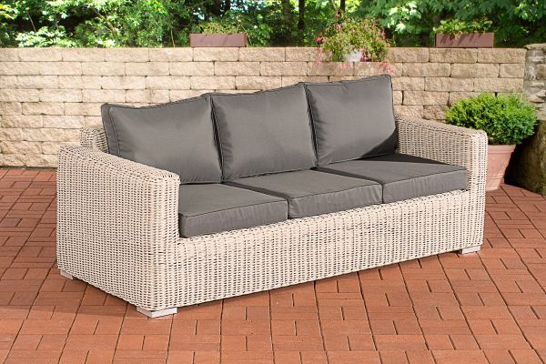 3er-Sofa Bilbao / Madeira Eisengrau perlweiß