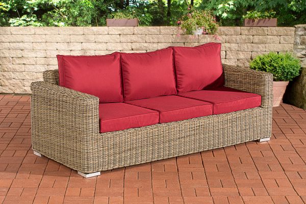3er-Sofa Bilbao / Madeira Rubinrot natura