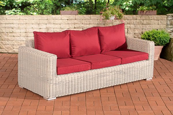 3er-Sofa Bilbao / Madeira Rubinrot perlweiß