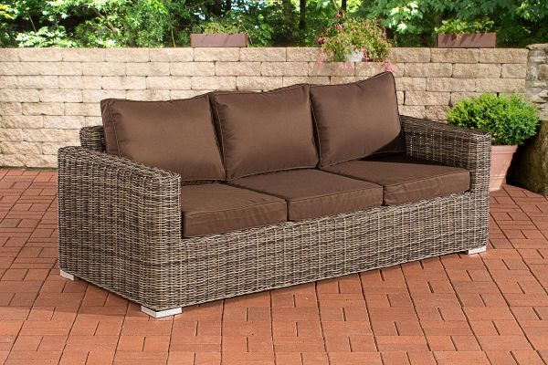 3er-Sofa Bilbao / Madeira Terrabraun grau-meliert
