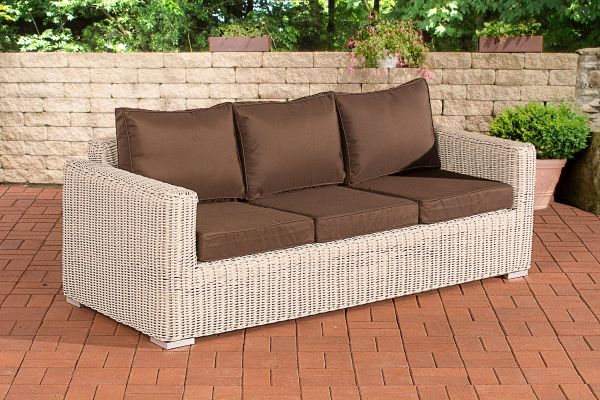 3er-Sofa Bilbao / Madeira Terrabraun perlweiß