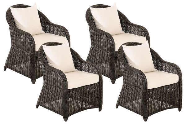 4er Set Sessel Stavanger / Farsund Cremeweiss schwarz