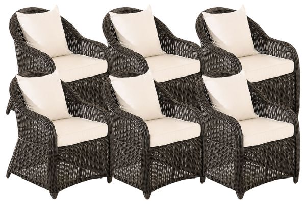 6er Set Sessel Stavanger Cremeweiss schwarz