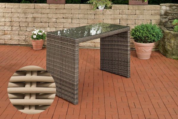 Bartisch Lenox, 5mm rundes Rattan perlweiß