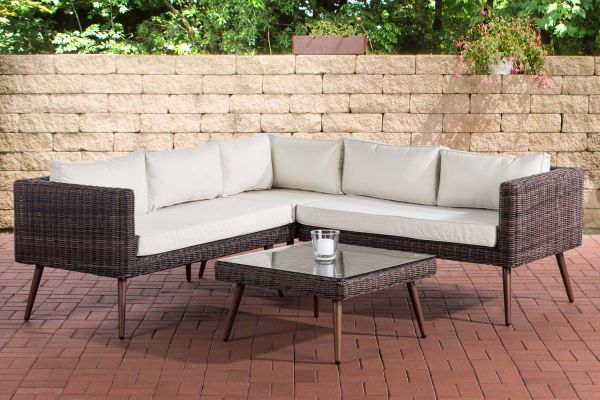 Eck-Loungeset Molde Rundrattan cremeweiß 40 cm (Dunkelbraun) braun-meliert