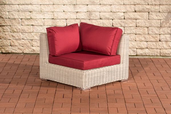 Eckelement Ariano 84x84cm Rubinrot perlweiß