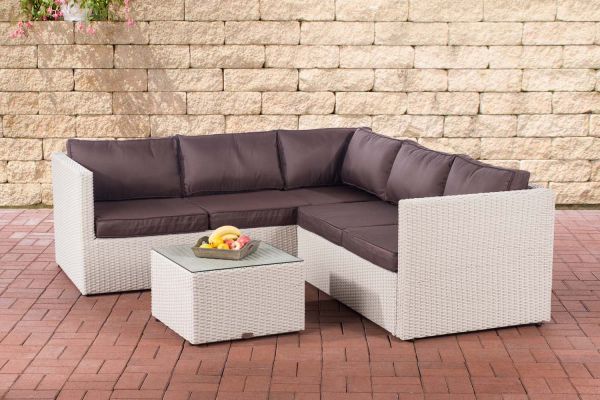 Ecksofa-Garnitur Genero 5mm Terrabraun perlweiß