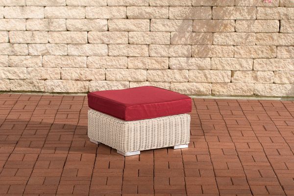 Fußhocker Ariano 56x56cm Rubinrot perlweiß