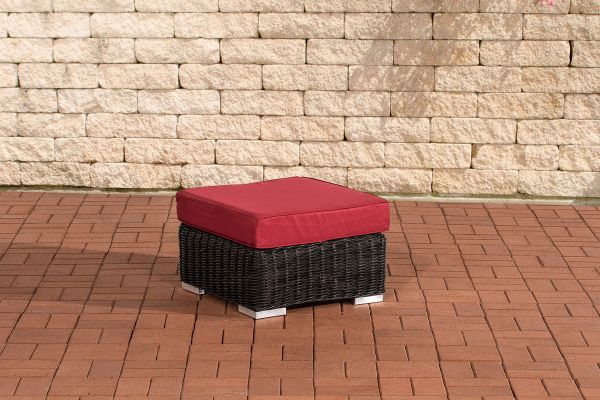 Fußhocker Ariano 56x56cm Rubinrot schwarz