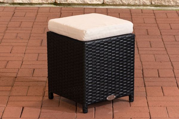 Fußhocker Siena / Sorano Cremeweiß schwarz