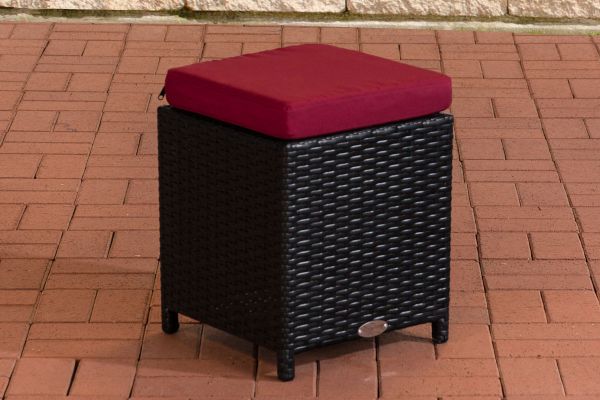 Fußhocker Siena / Sorano Rubinrot schwarz