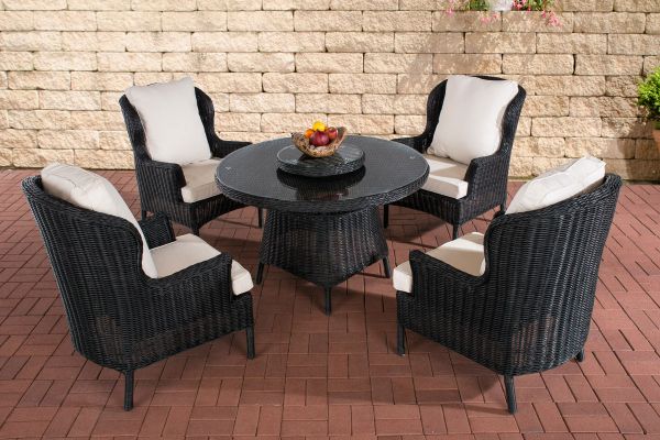 Gartengarnitur Jardin 5mm Cremeweiß schwarz