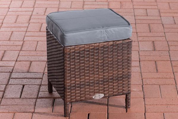 Hocker Vilato Flachrattan, eisengrau braun-meliert
