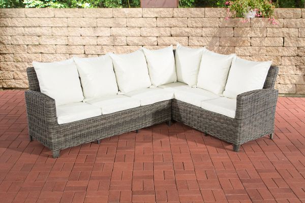 L Garnitur Minari Cremeweiss 5mm grau-meliert