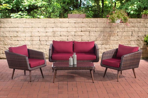 Lounge-Set Trosa Flachrattan rubinrot 40 cm (Dunkelbraun) braun-meliert