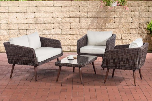 Loungeset Trosa Rundrattan cremeweiß 40 cm (Dunkelbraun) braun-meliert