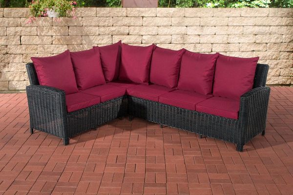 Rundrattan L Garnitur Bermeo 5mm rubinrot schwarz