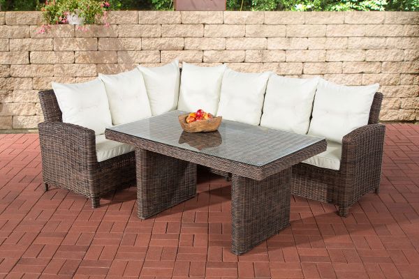 SB# Gartengarnitur Bermeo 5mm cremeweiß braun-meliert