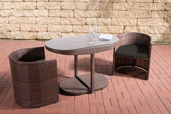 Sitzgruppe Bayamo Flachrattan Anthrazit braun-meliert
