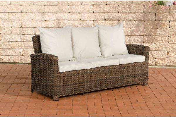 Sofa 3er Fisolo Cremeweiss 5mm braun-meliert