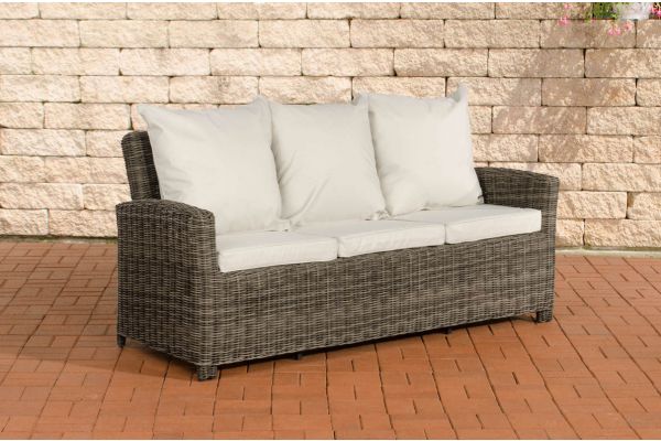 Sofa 3er Fisolo Cremeweiss 5mm grau-meliert