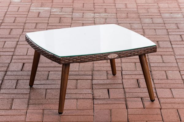 Tisch Ameland Flachrattan 30 cm braun-meliert