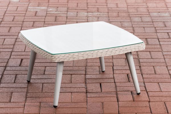 Tisch Ameland Rundrattan 30 cm perlweiß